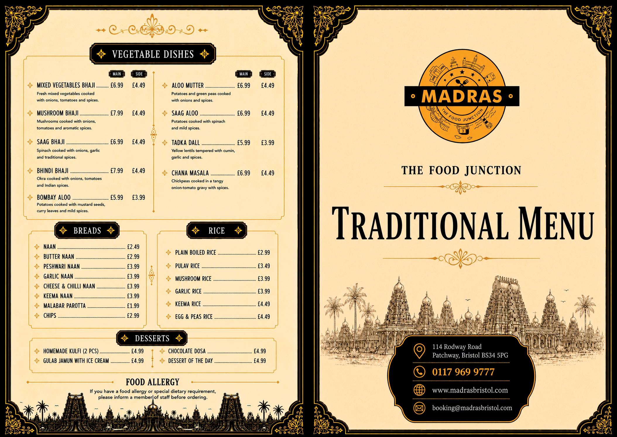 Traditional Menu Page 1
